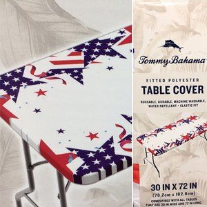 Tommy Bahama Patriotic Stars Table Cover Tablecloth Fitted Polyester 4th of July